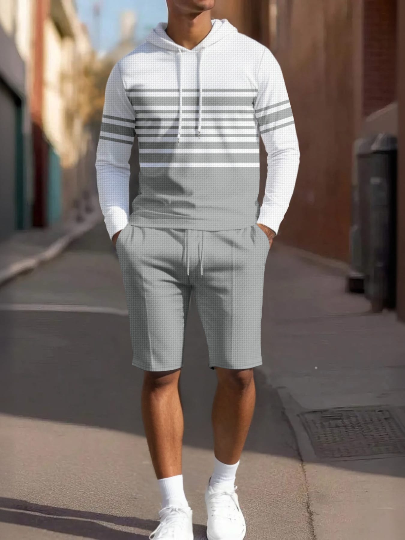 Striped Hoodie & Shorts Casual Set | The Nichole Collection