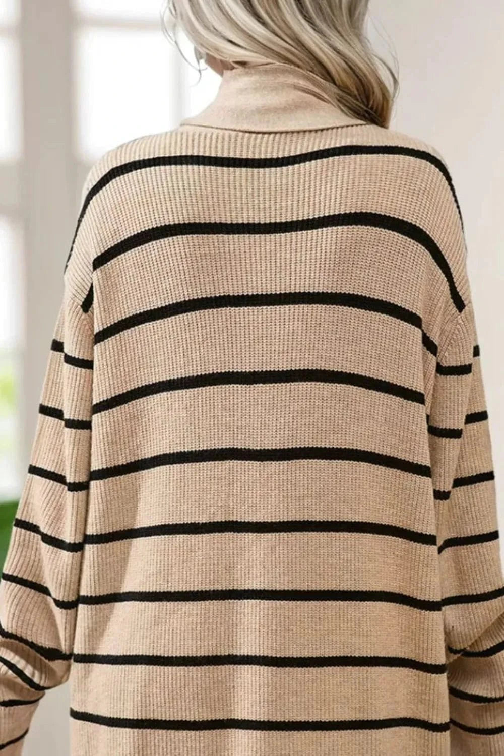 Striped Open Front Long Sleeve Cardigan Cardigan The Nichole Collection
