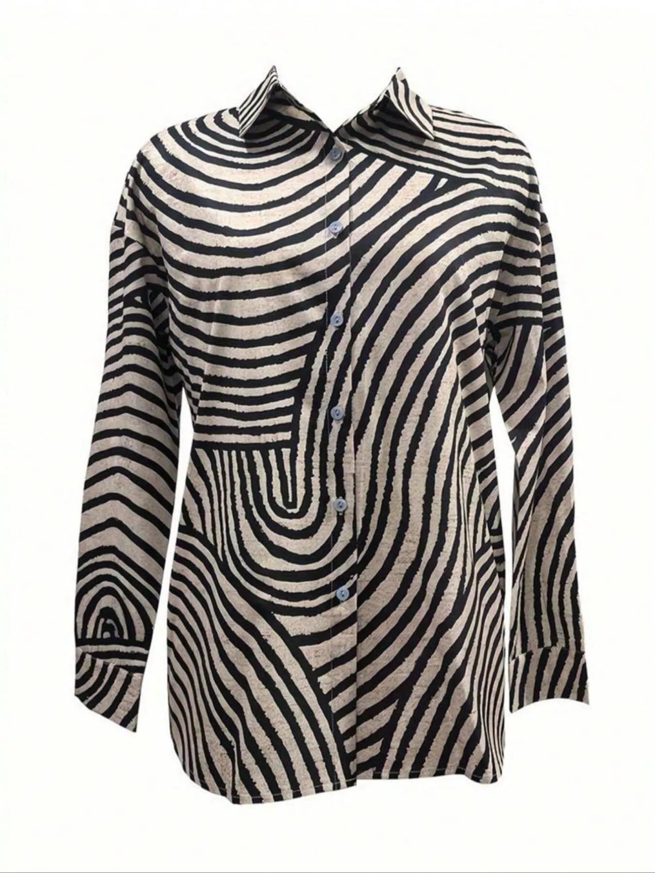 Striped Print Long Sleeve Button-Down Shirt The Nichole Collection - Official Site