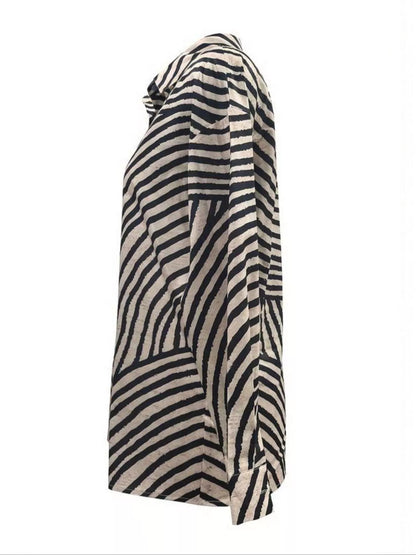 Striped Print Long Sleeve Button-Down Shirt The Nichole Collection - Official Site