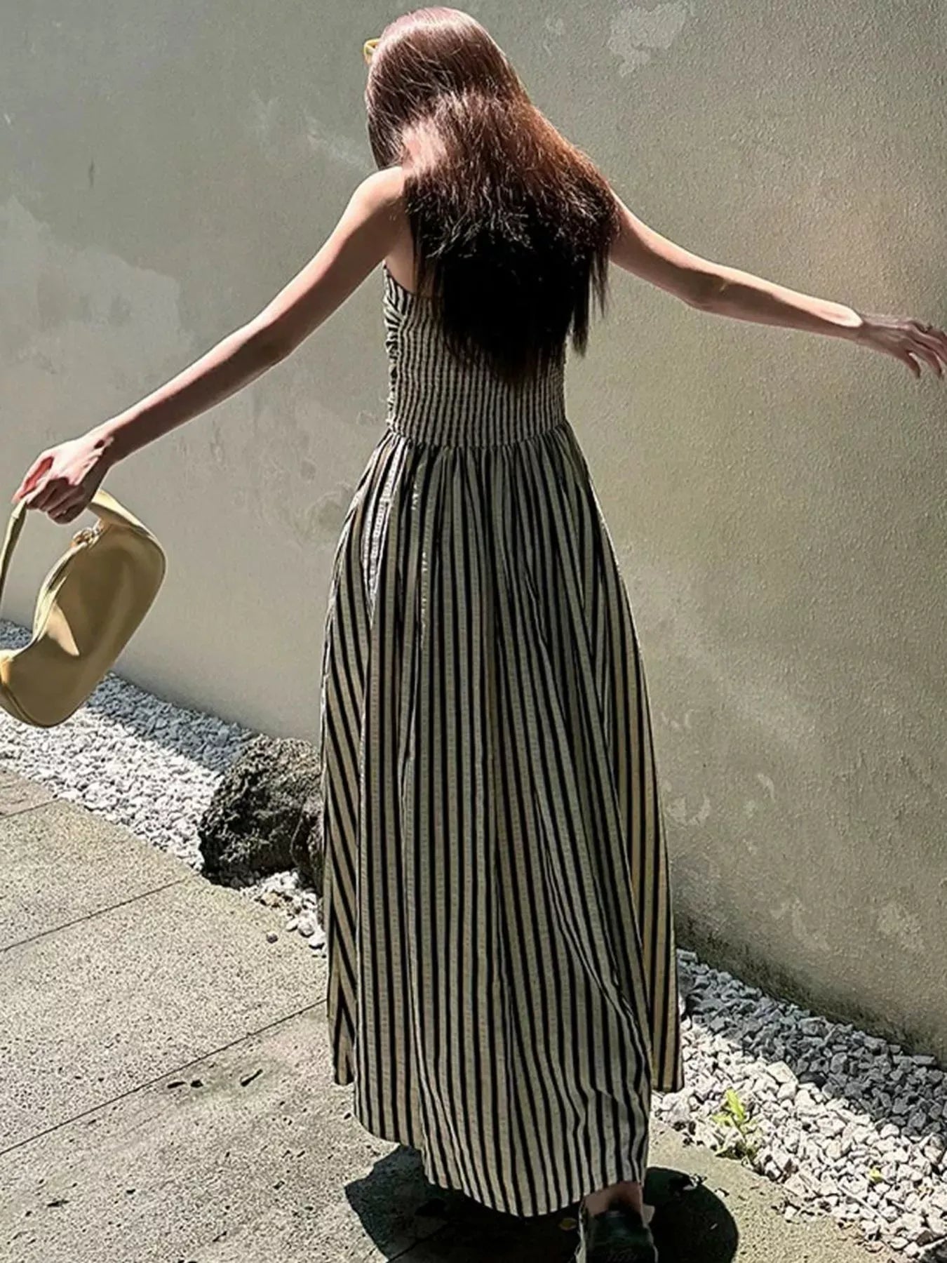 Striped Spaghetti Strap Casual Maxi Dress The Nichole Collection
