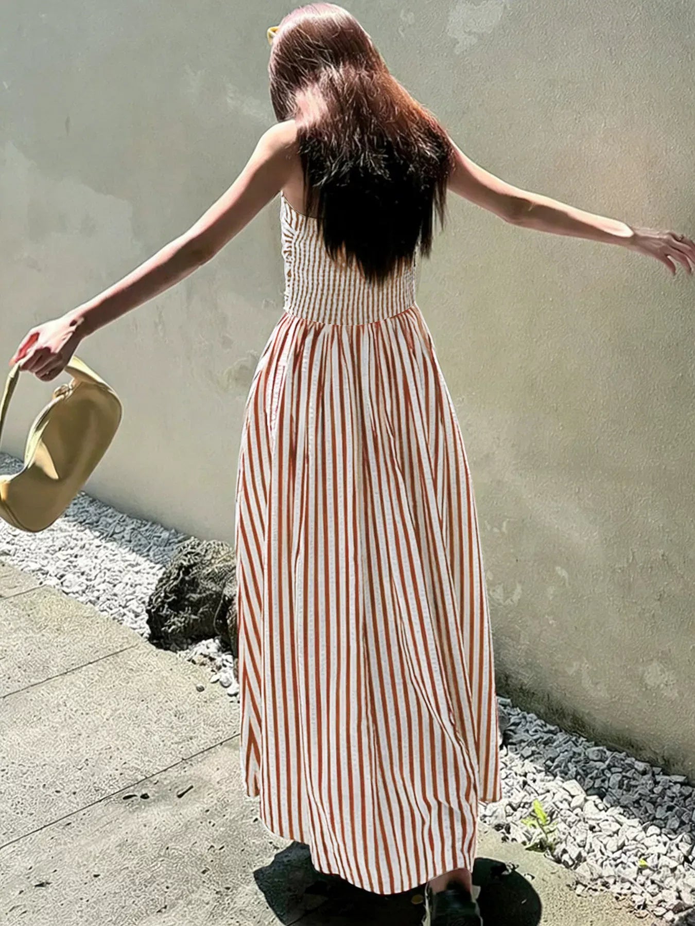 Striped Spaghetti Strap Casual Maxi Dress The Nichole Collection