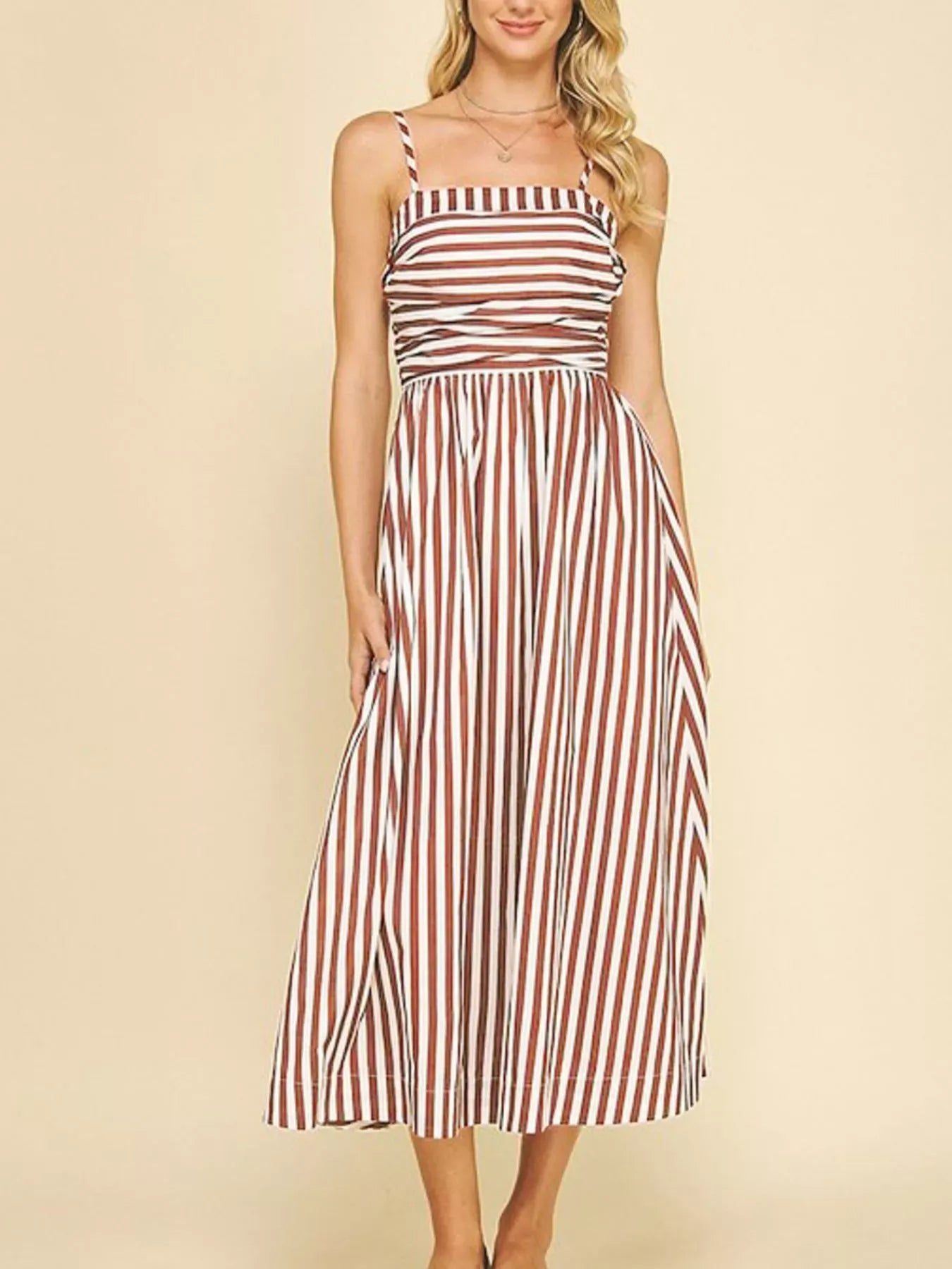 Striped Spaghetti Strap Casual Maxi Dress The Nichole Collection