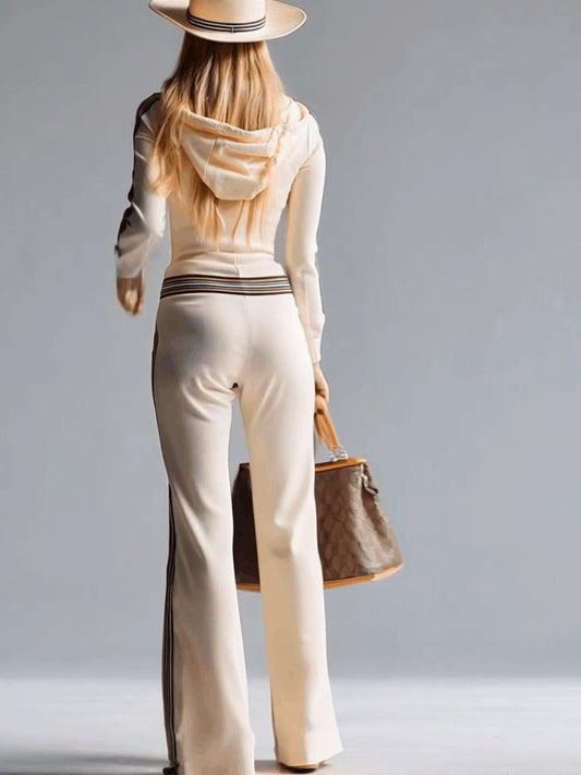 Striped Zip Front Hooded Jumpsuit The Nichole Collection