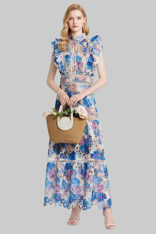 SUMMER BREEZE MAXI DRESS BLUE FLORAL / S The Nichole Collection