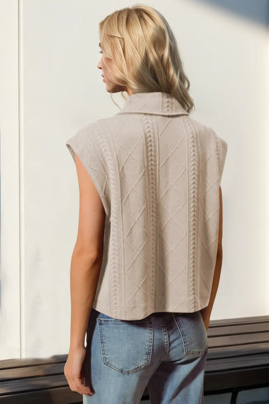 Summer Snap Down Texture Crop Vest The Nichole Collection - Official Site