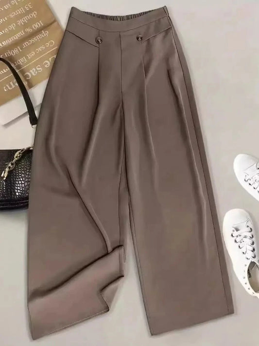 Summer Vibe Wide Leg Taupe Pants Coffee Brown / S The Nichole Collection