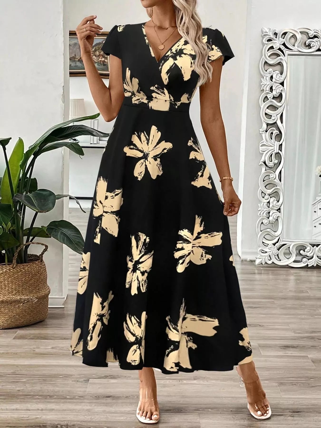 Surplice Cap Sleeve Midi Dress The Nichole Collection - Official Site