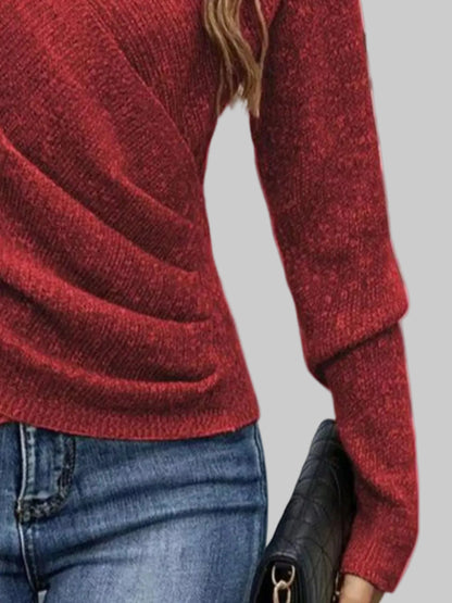 Wrap front long sleeve knit top women The Nichole Collection