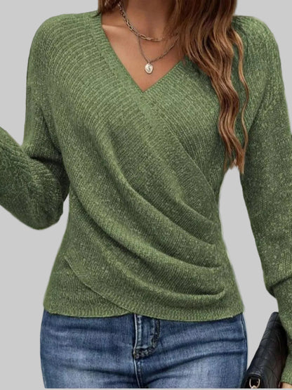 Wrap front long sleeve knit top women/ S The Nichole Collection