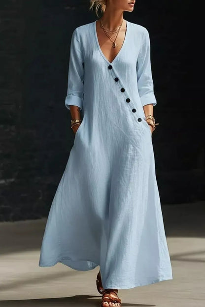 Surplice Long Sleeve Maxi Dress Light Blue / S The Nichole Collection - Official Site