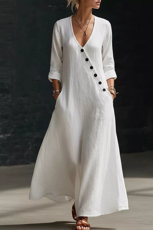 Surplice Long Sleeve Maxi Dress White / S The Nichole Collection - Official Site