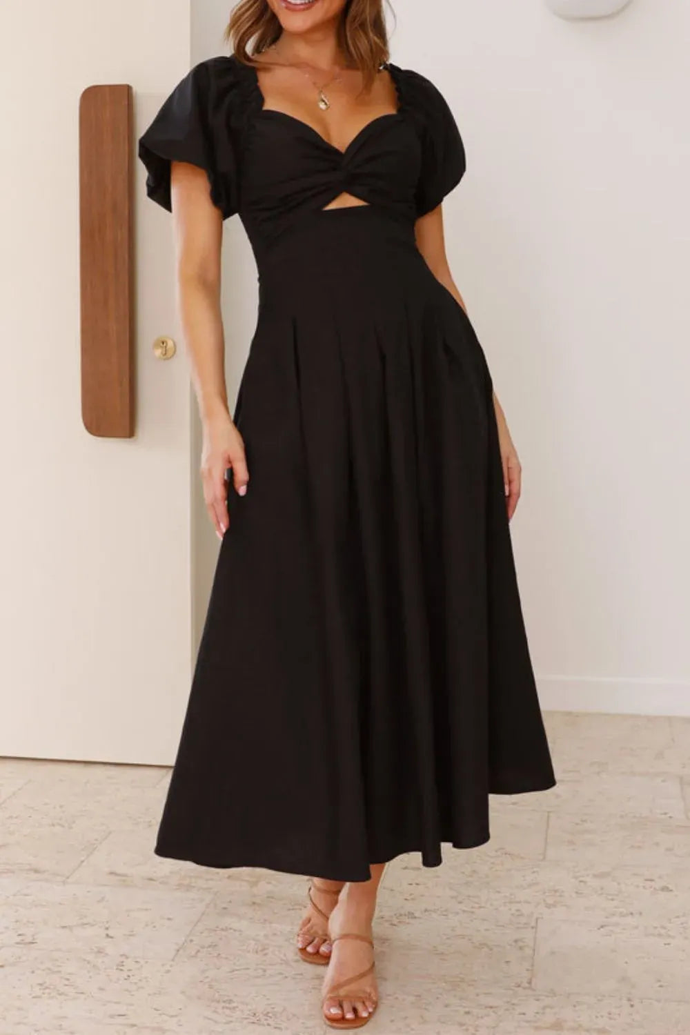 Sweetheart Neck Puff Sleeve Dress The Nichole Collection