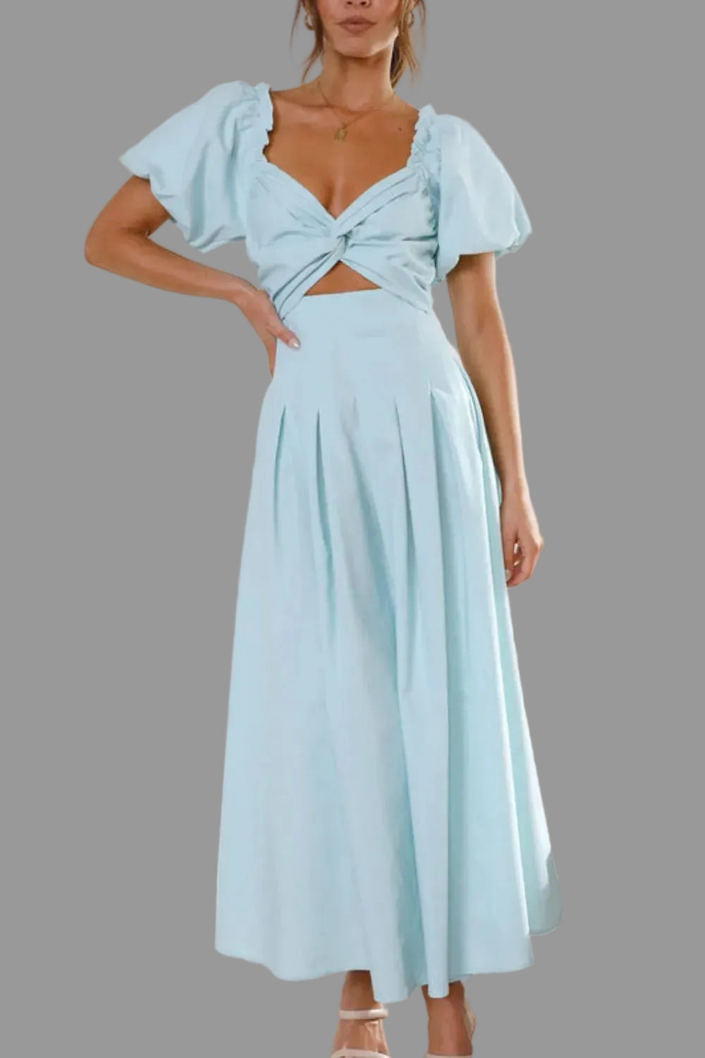 Sweetheart Neck Puff Sleeve Dress The Nichole Collection