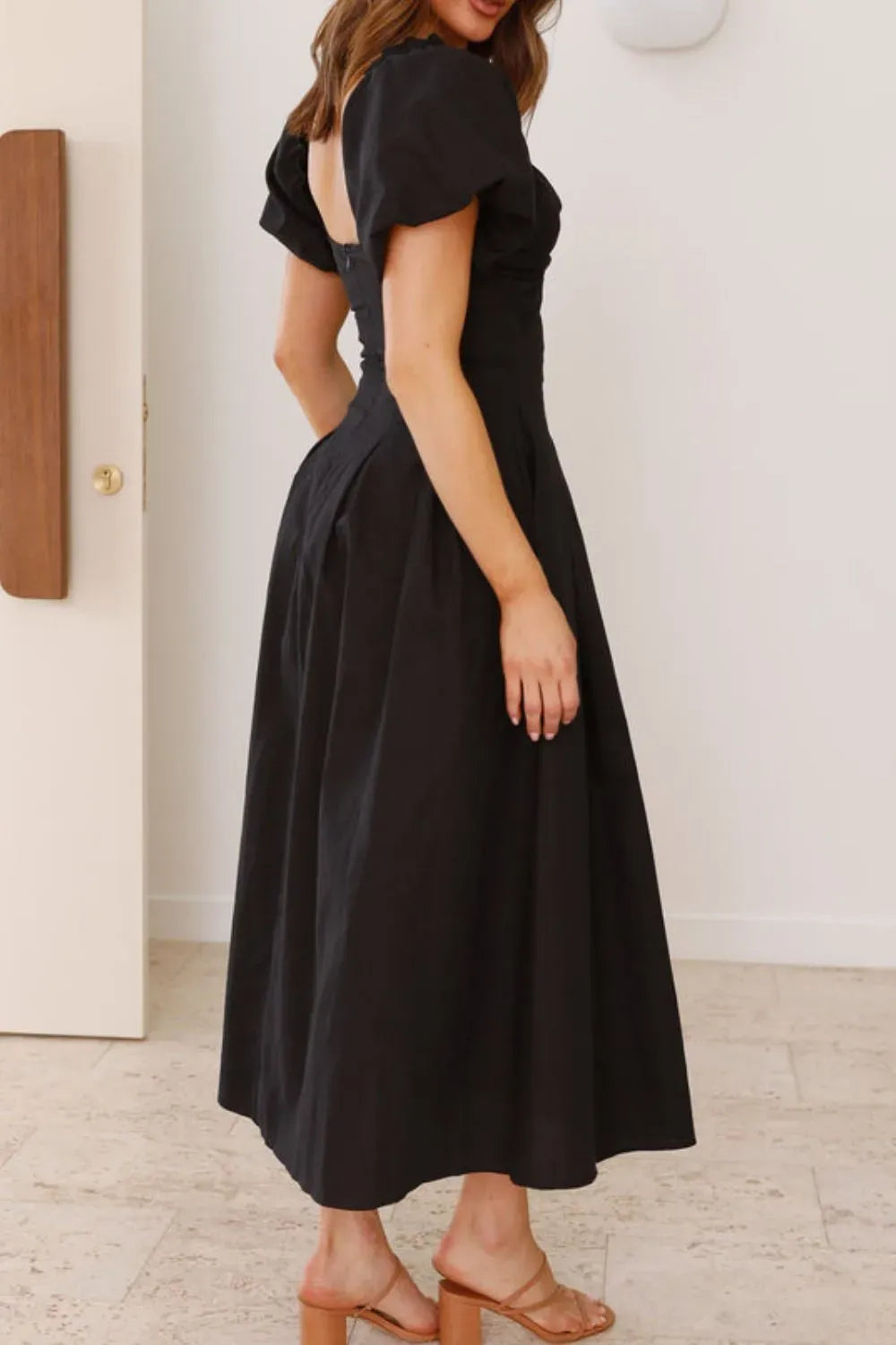 Sweetheart Neck Puff Sleeve Dress The Nichole Collection