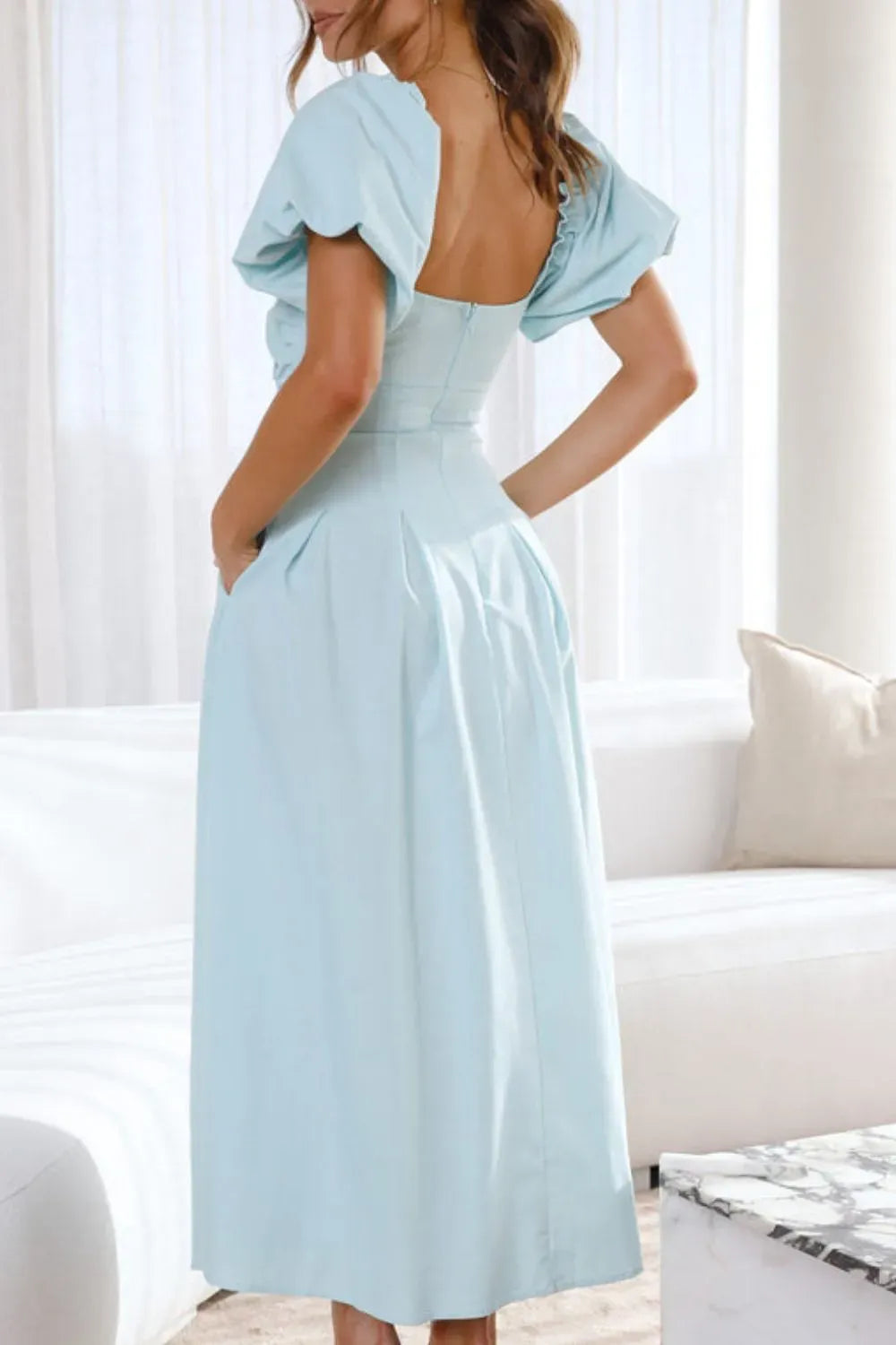 Sweetheart Neck Puff Sleeve Dress The Nichole Collection