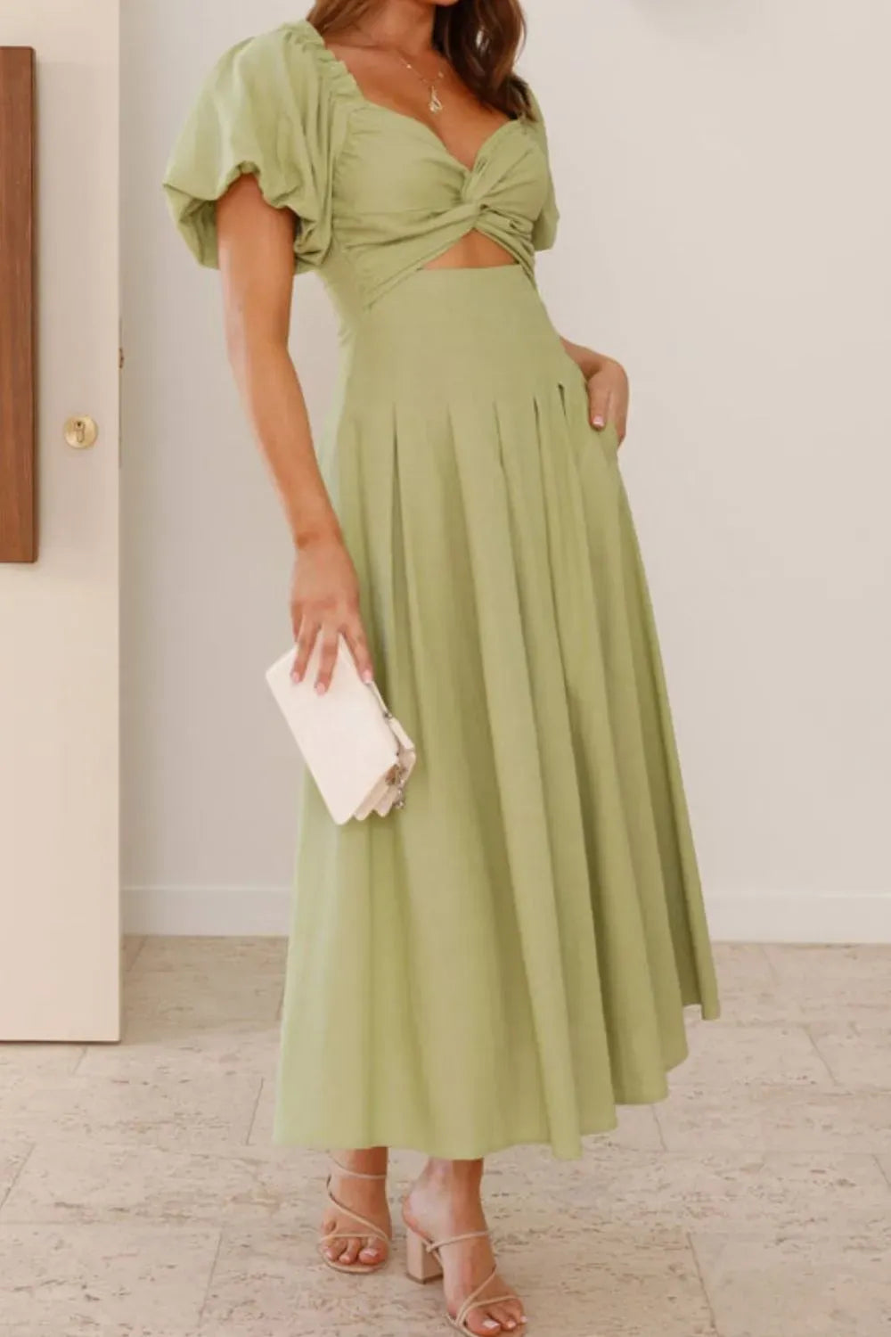 Sweetheart Neck Puff Sleeve Dress The Nichole Collection