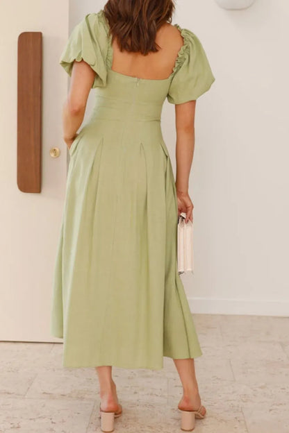 Sweetheart Neck Puff Sleeve Dress The Nichole Collection