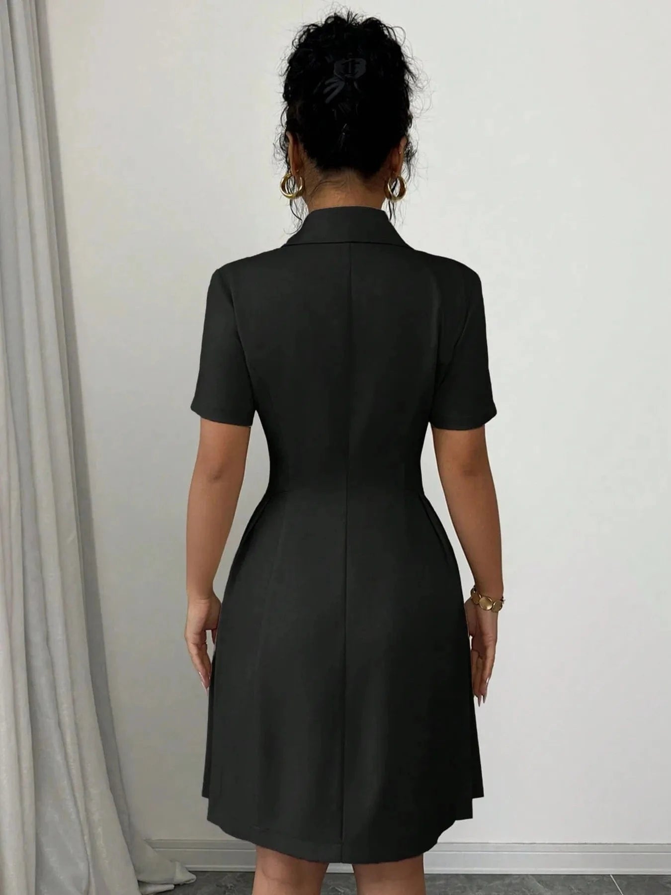 Tailored Double-Breasted Short Sleeve Dress Dresses The Nichole Collection
