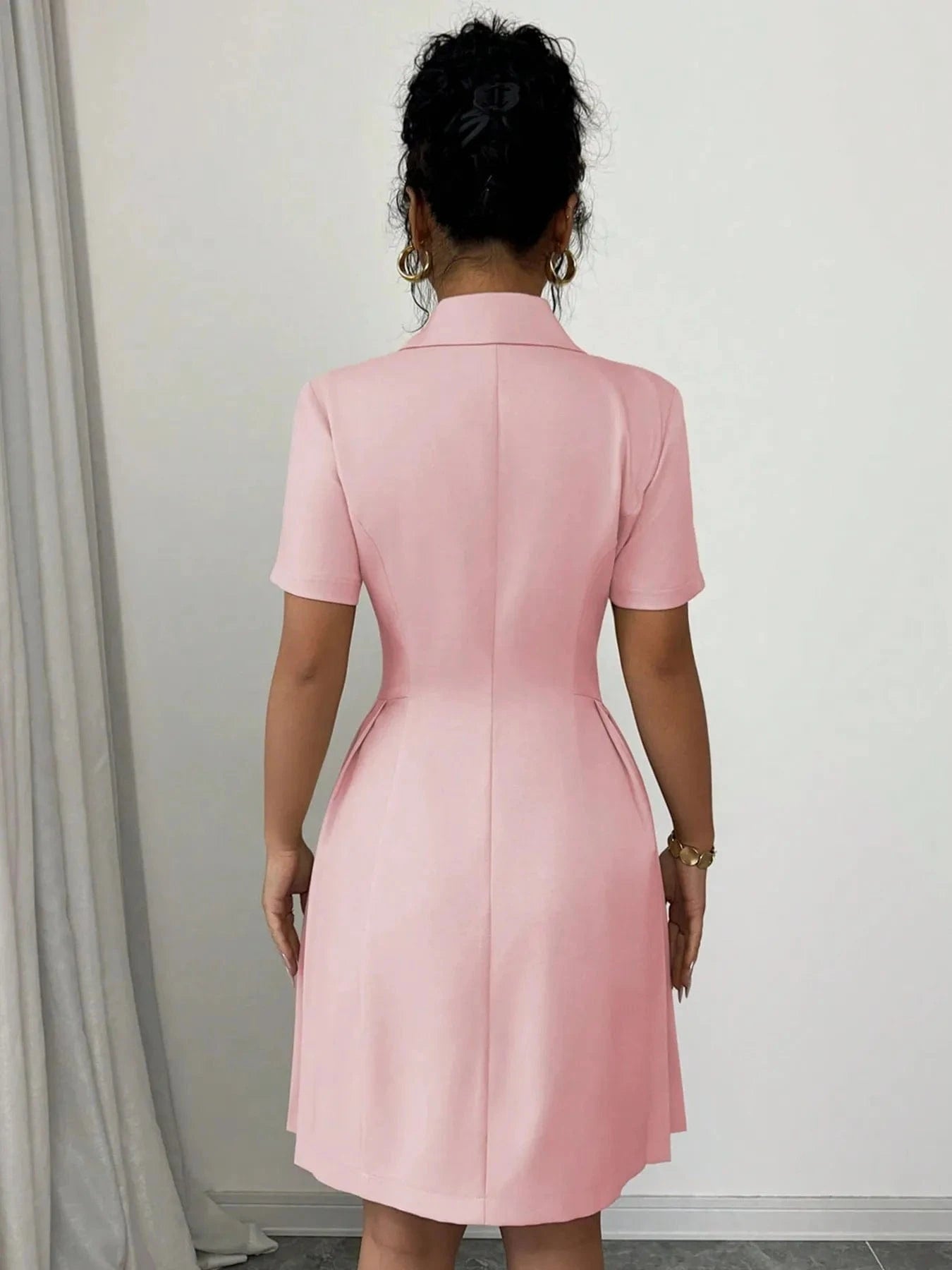 Tailored Double-Breasted Short Sleeve Dress Dresses The Nichole Collection