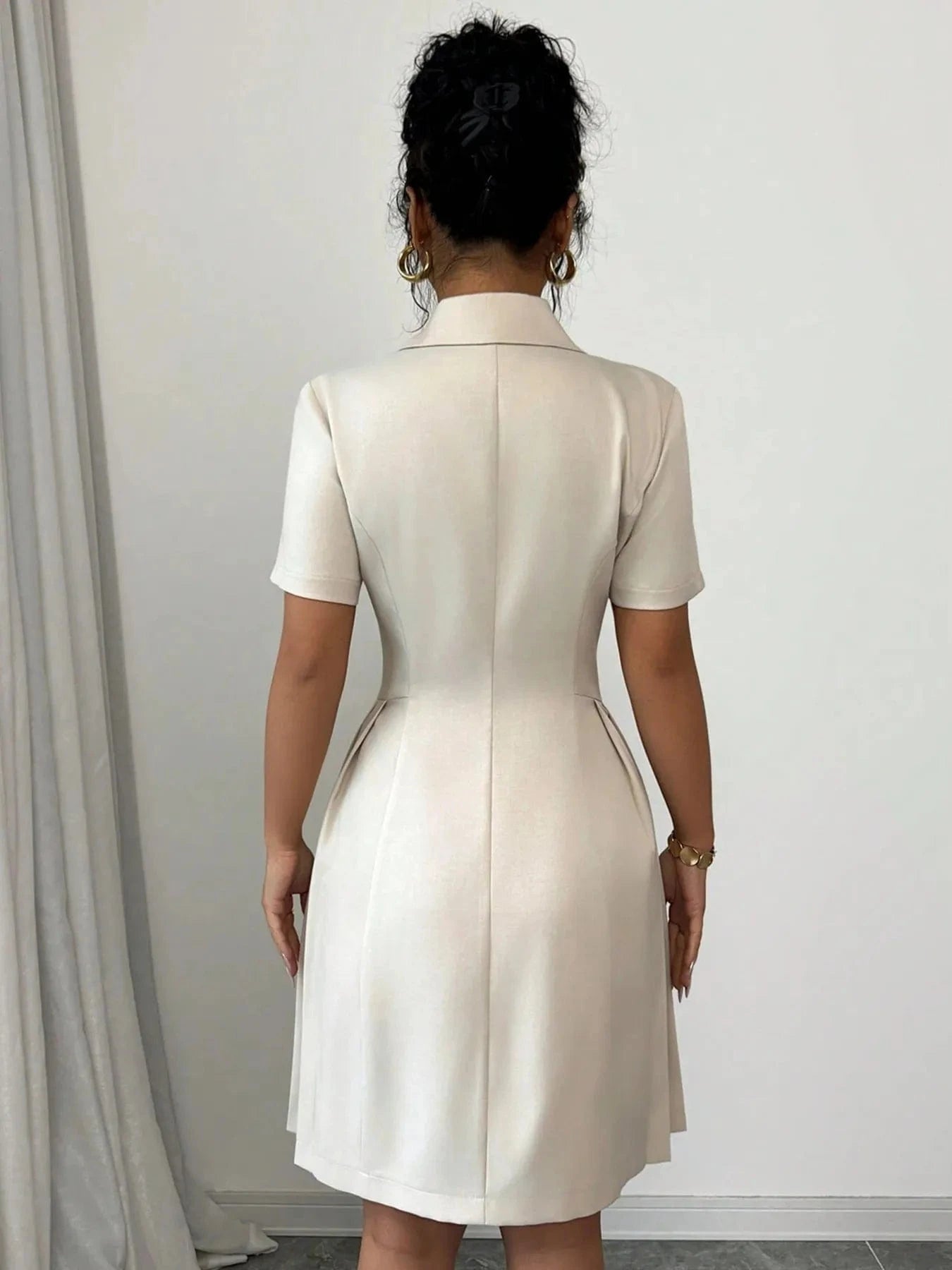 Tailored Double-Breasted Short Sleeve Dress Dresses The Nichole Collection
