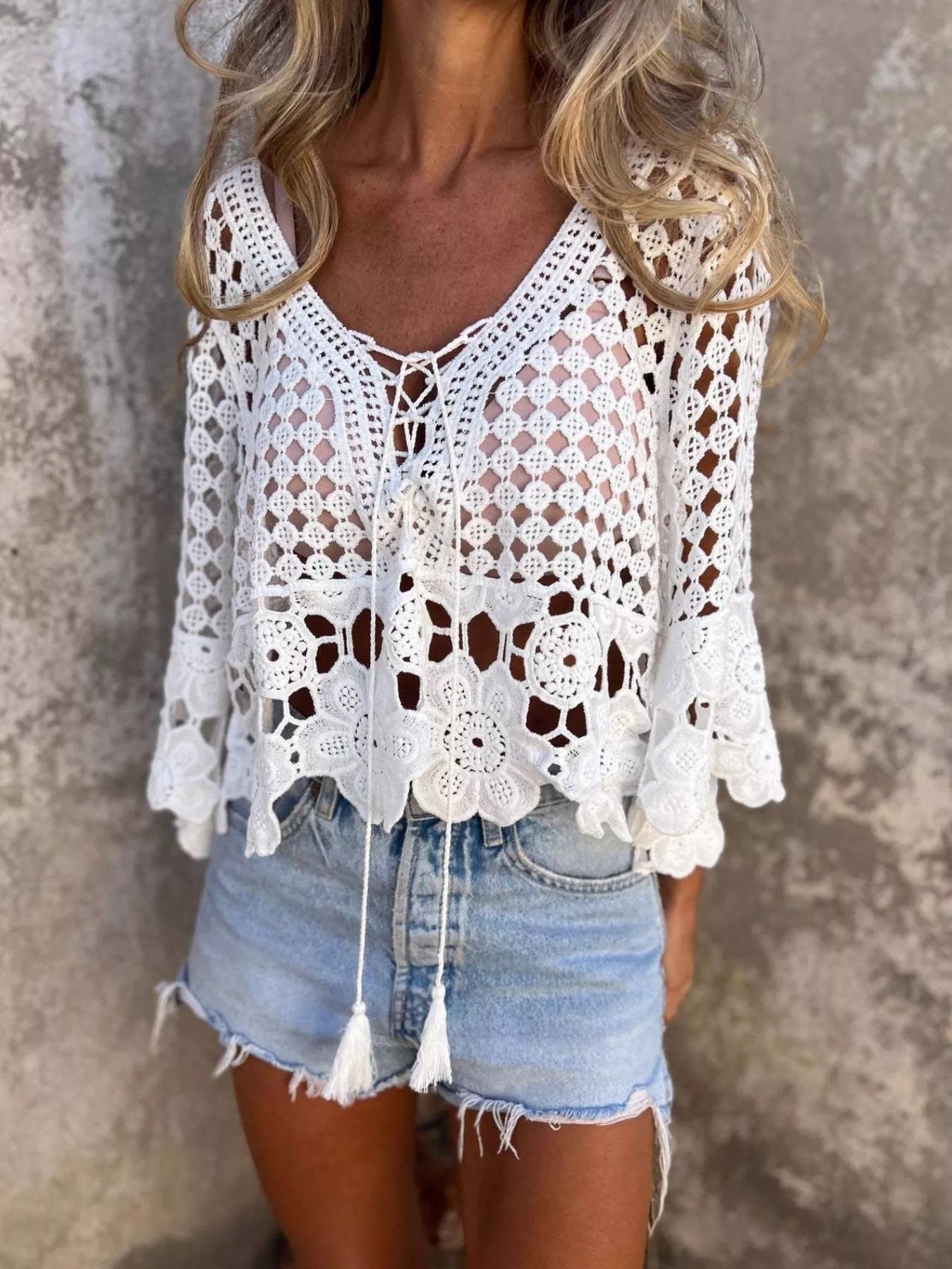 Tassel Crochet Knit Cover Up Crochet Tops The Nichole Collection - Official Site