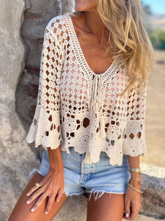 Tassel Crochet Knit Cover Up Crochet Tops The Nichole Collection - Official Site