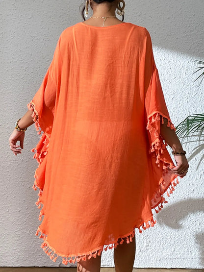 Tassel Cutout Scoop Neck Cover-Up Dress Crochet Dresses The Nichole Collection - Official Site