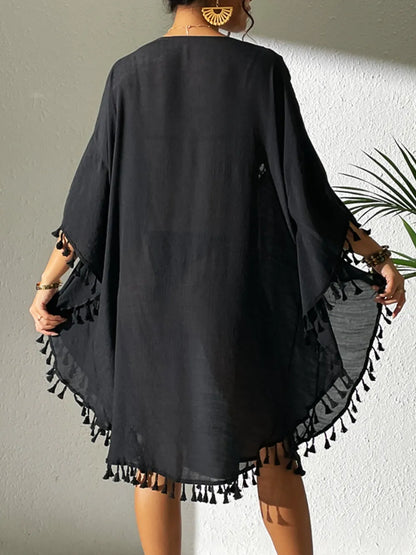Tassel Cutout Scoop Neck Cover-Up Dress Crochet Dresses The Nichole Collection - Official Site