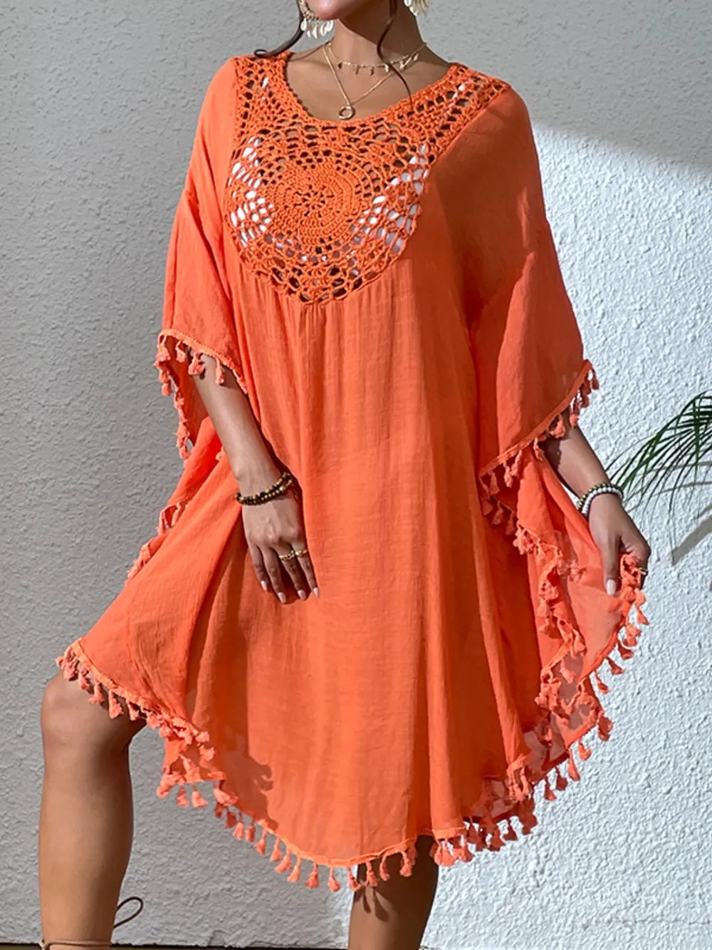 Tassel Cutout Scoop Neck Cover-Up Dress Crochet Dresses The Nichole Collection - Official Site