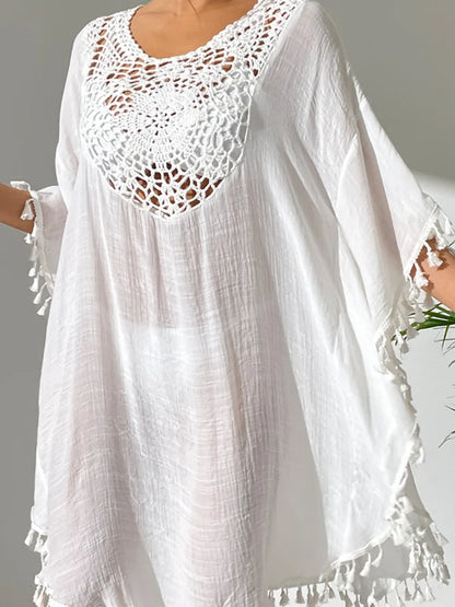Tassel Cutout Scoop Neck Cover-Up Dress Crochet Dresses The Nichole Collection - Official Site