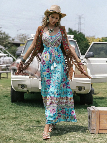 Tassel Floral Print Tiered Cami Dress Maxi Dresses The Nichole Collection - Official Site