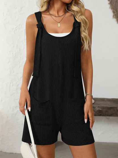 Texture Adjustable Strap Overalls with Pockets The Nichole Collection