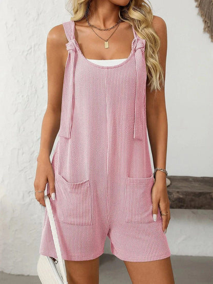Texture Adjustable Strap Overalls with Pockets The Nichole Collection