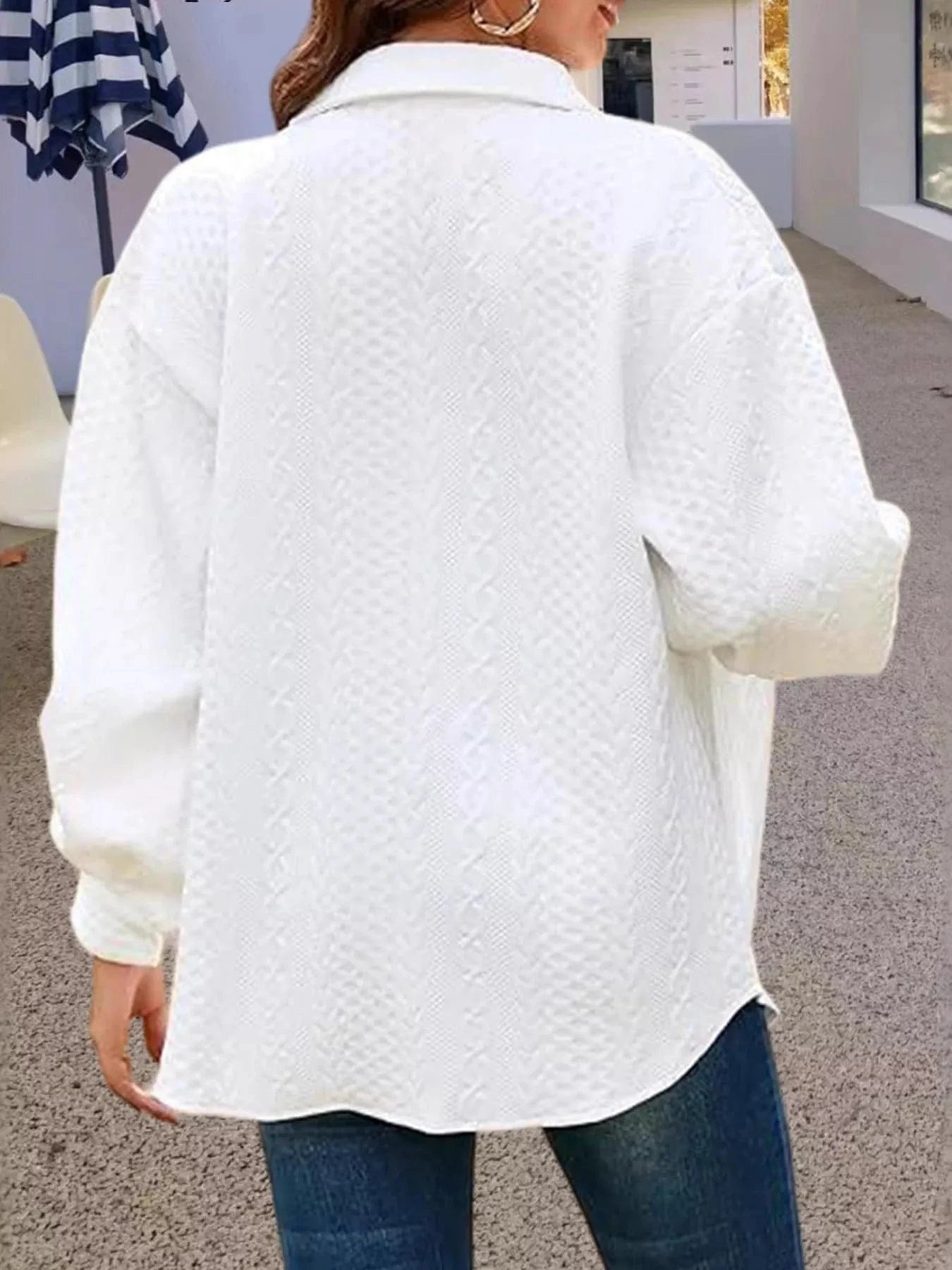 Texture Button Up Long Sleeve Shacket Jackets The Nichole Collection