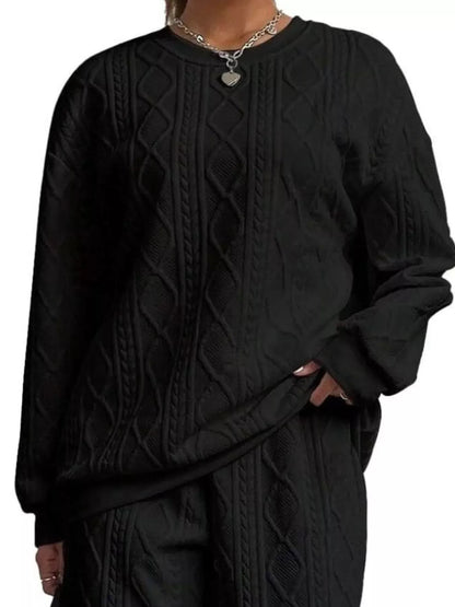 Texture Round Neck Top and Pants Set The Nichole Collection