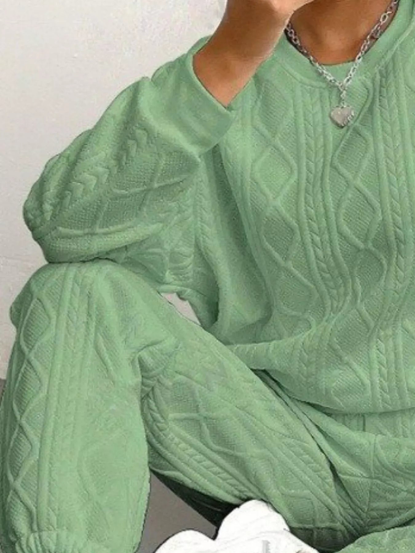 Texture Round Neck Top and Pants Set The Nichole Collection