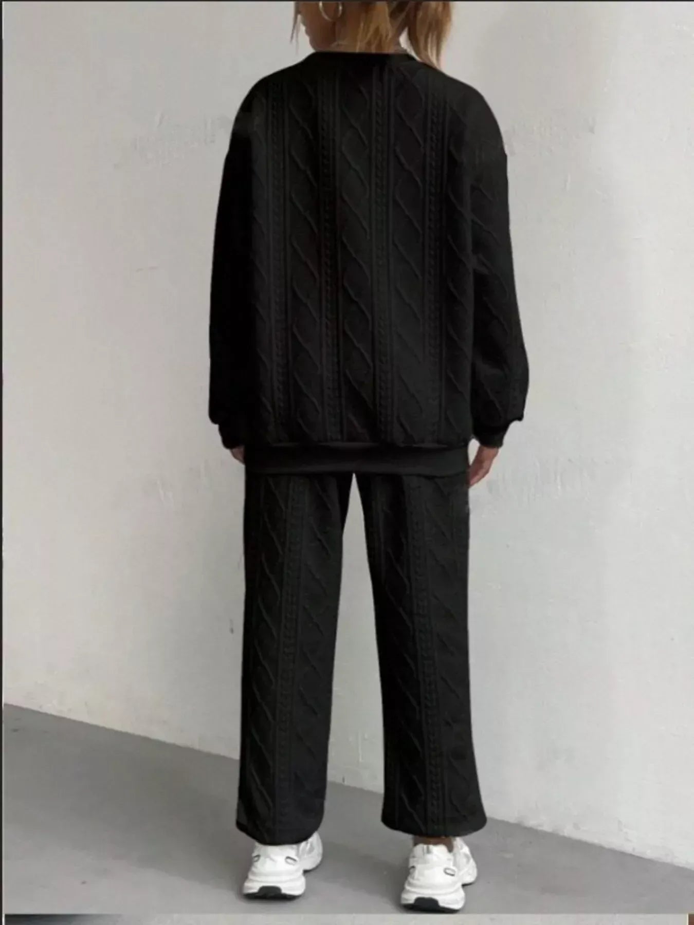 Texture Round Neck Top and Pants Set The Nichole Collection