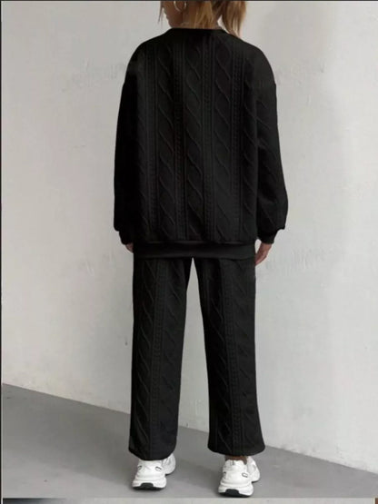 Texture Round Neck Top and Pants Set The Nichole Collection