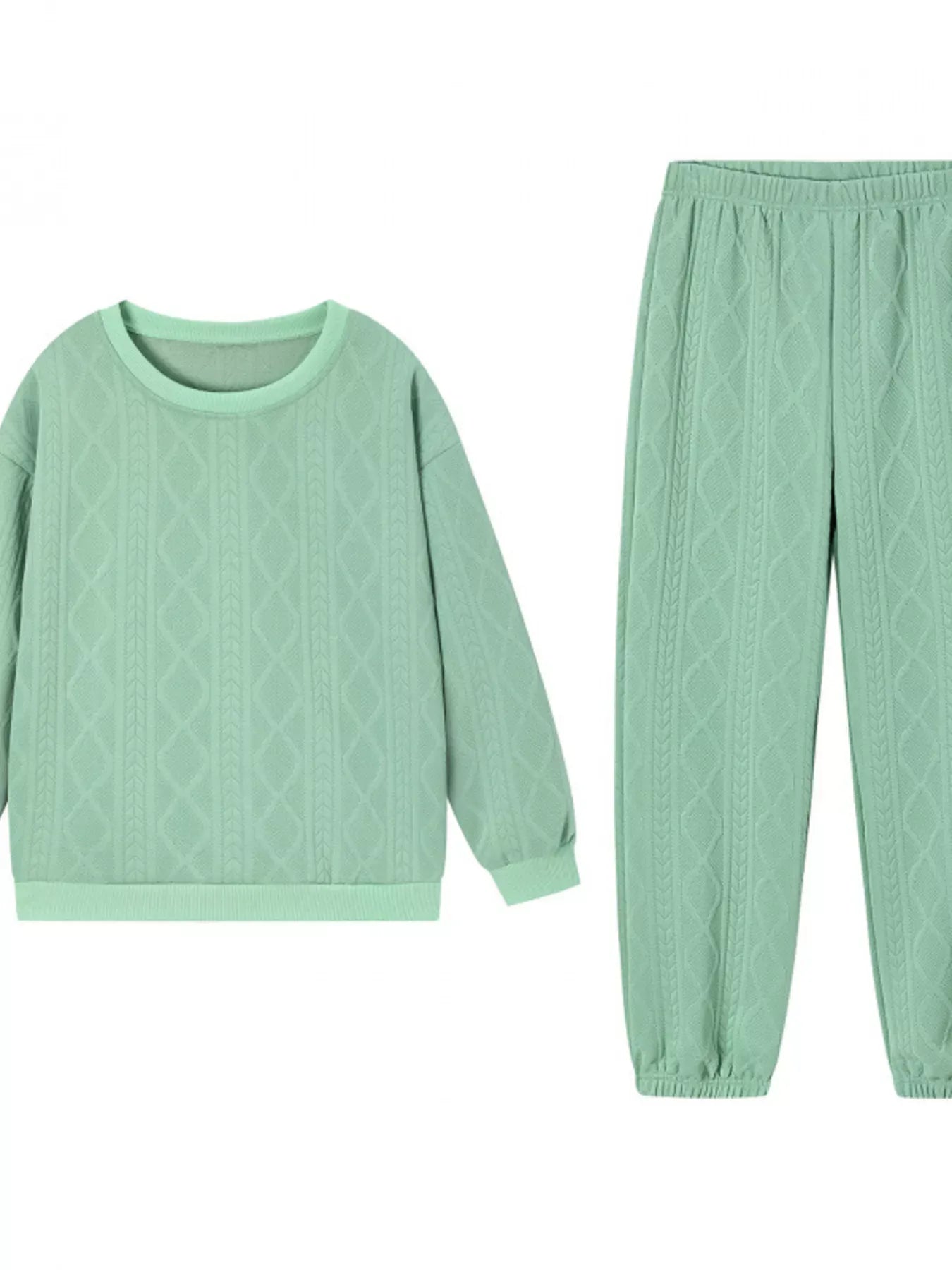 Texture Round Neck Top and Pants Set The Nichole Collection