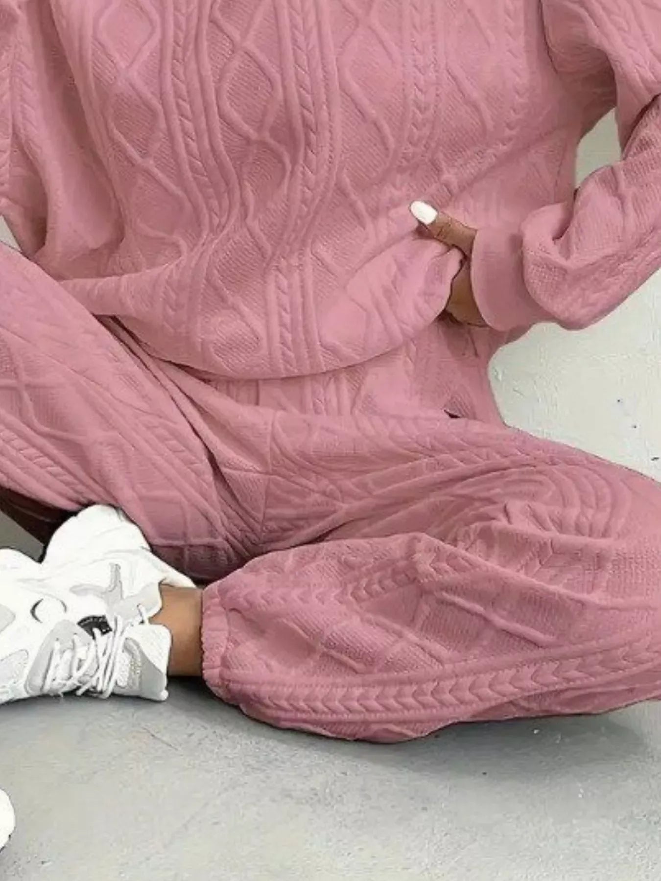 Texture Round Neck Top and Pants Set The Nichole Collection