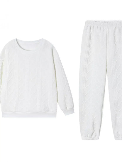 Texture Round Neck Top and Pants Set The Nichole Collection