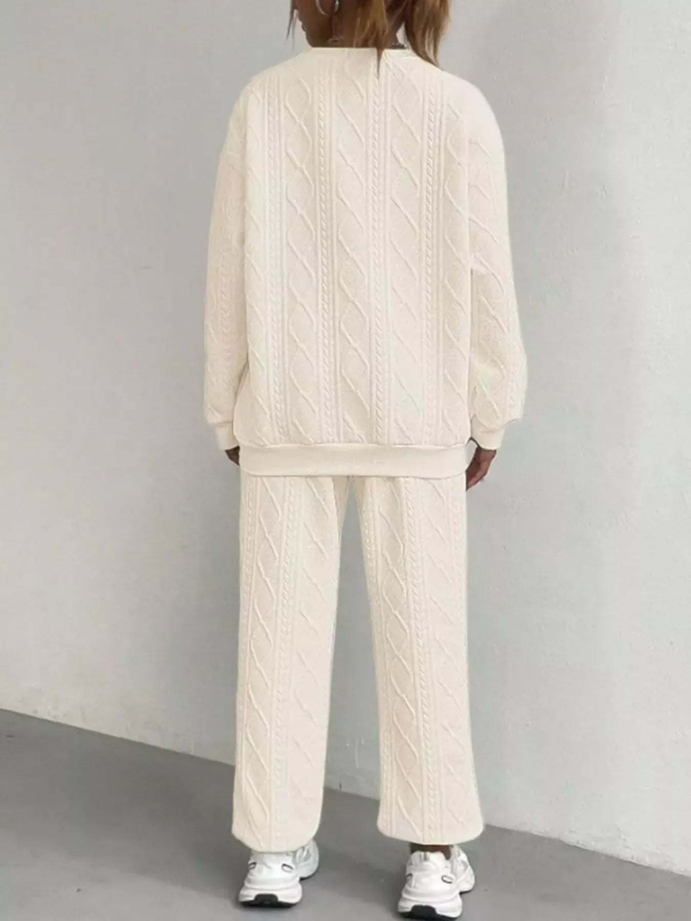 Texture Round Neck Top and Pants Set The Nichole Collection