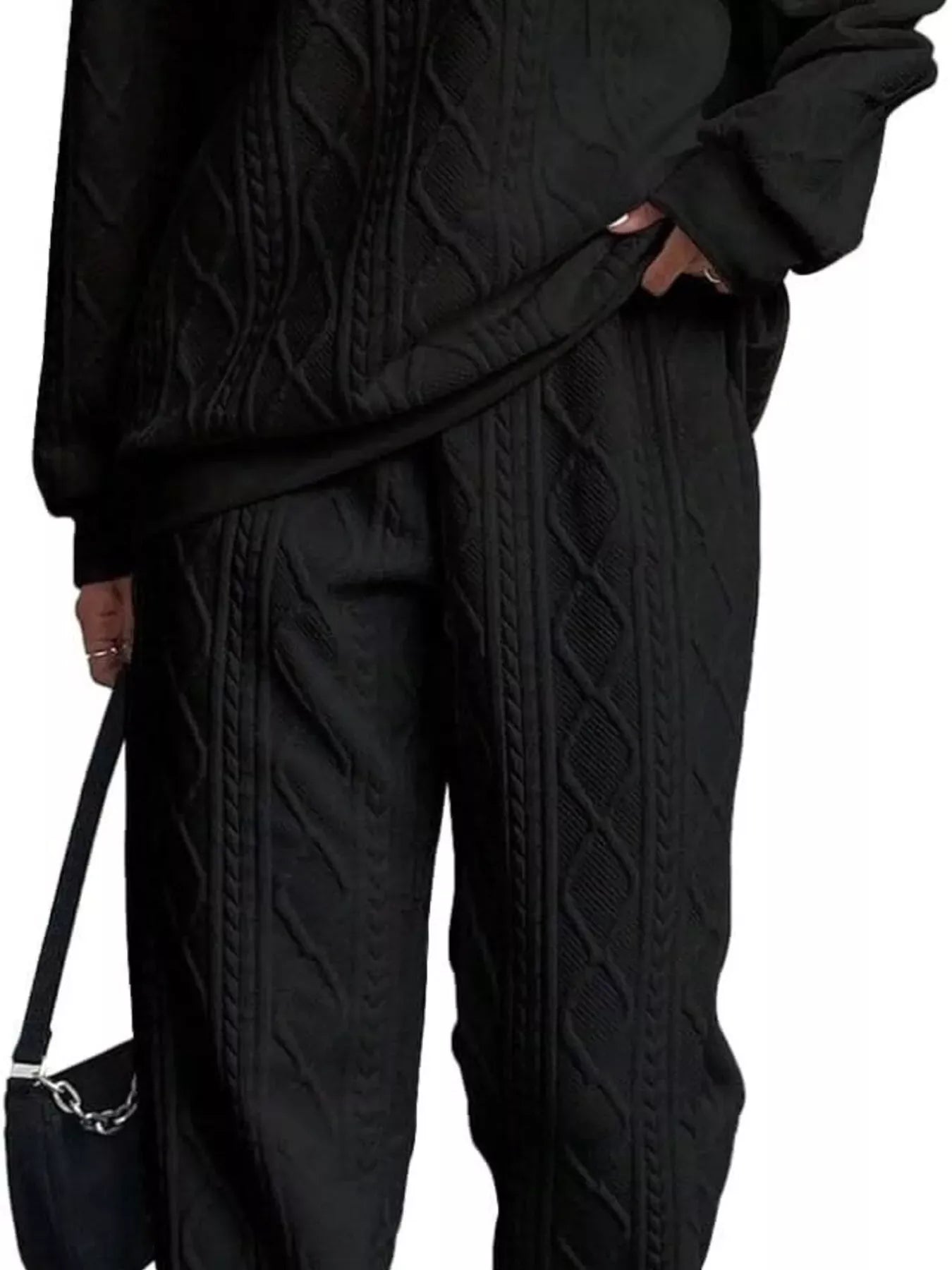 Texture Round Neck Top and Pants Set The Nichole Collection