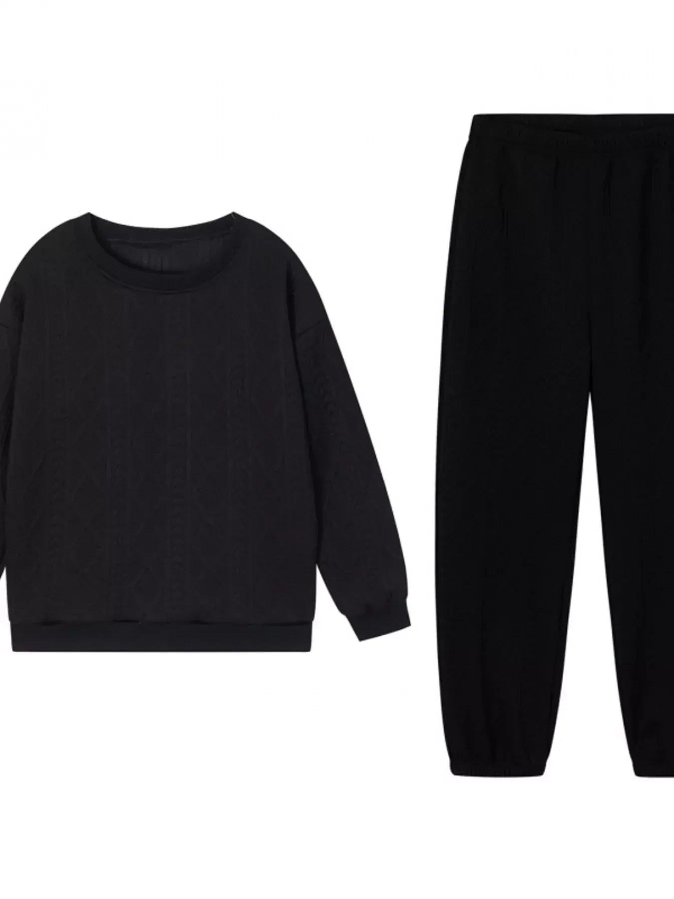 Texture Round Neck Top and Pants Set The Nichole Collection