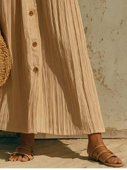 Textured Button Down Long Sleeve Maxi Dress The Nichole Collection - Official Site