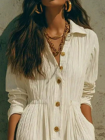 Textured Button Down Long Sleeve Maxi Dress The Nichole Collection - Official Site