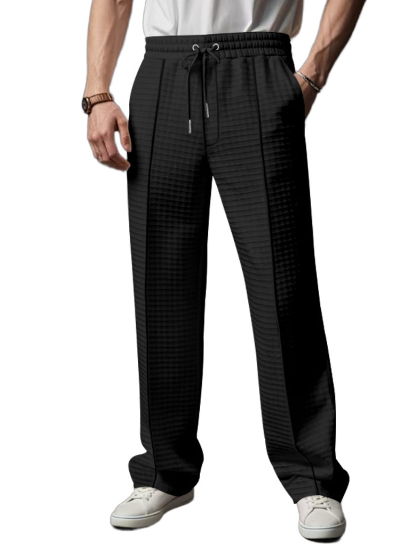 Textured Drawstring Casual Pants | The Nichole Collection