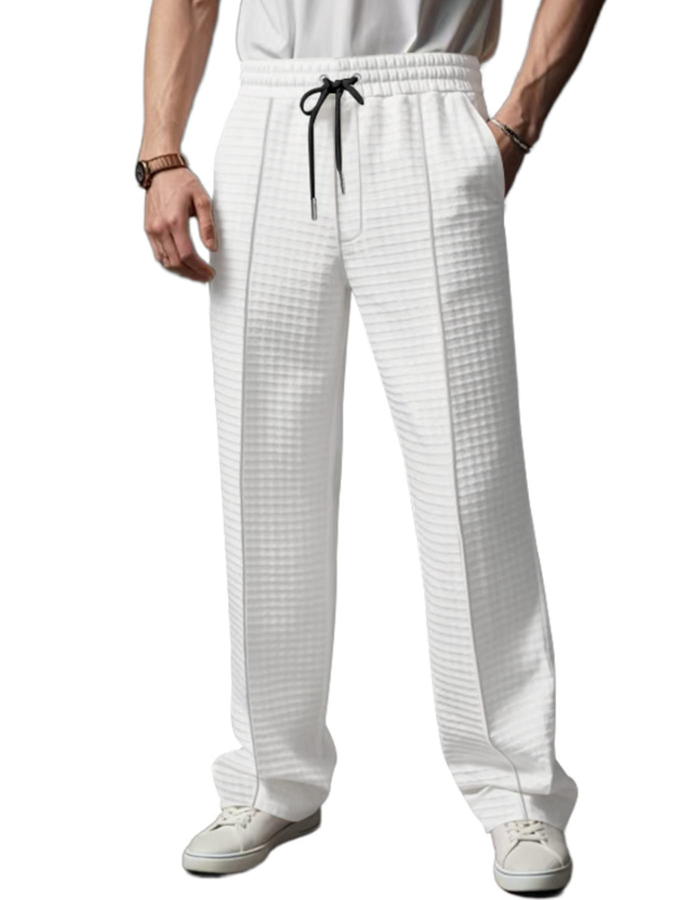 Textured Drawstring Casual Pants | The Nichole Collection