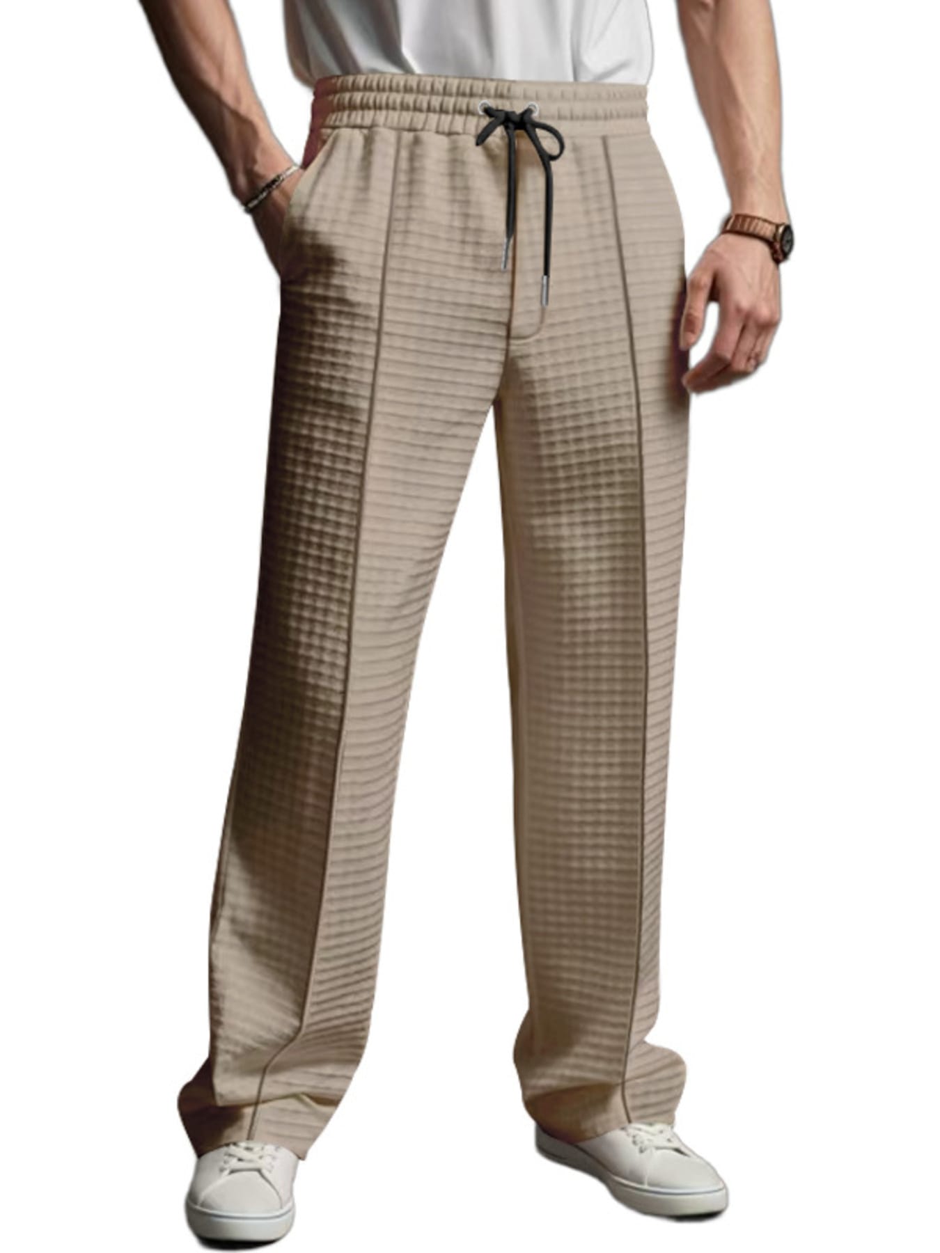Textured Drawstring Casual Pants | The Nichole Collection